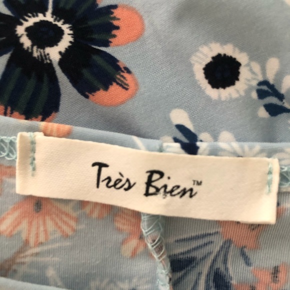 Tres Bien floral knit short sleeve trapeze dress M - Picture 3 of 10